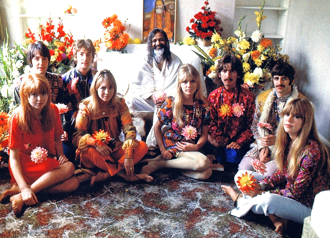 Beatles and wags with Maharishi